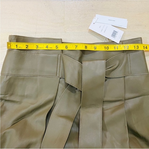 Vince lamb leather midi skirt in light green/olive NEW - Picture 6 of 10